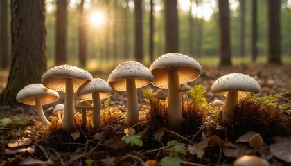 Mushrooms growing naturally in the forest
