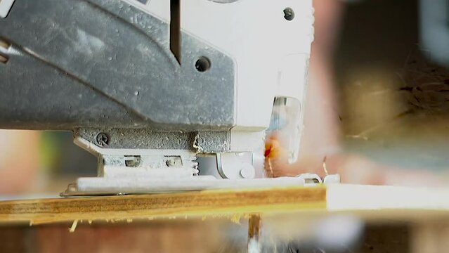 Close up of Jigsaw Cutting Wood