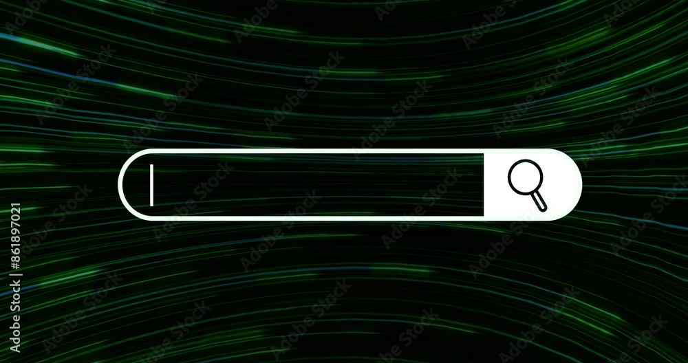 Poster future, digital and search bar for seo, big data in information technology for cybersecurity, cloud 