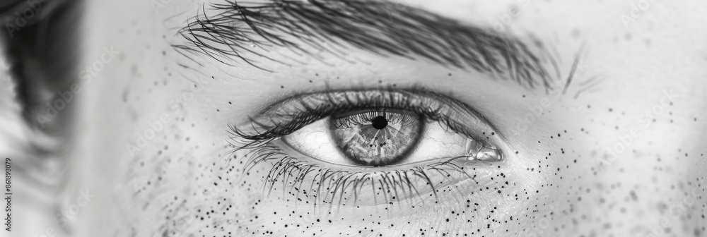 Poster a subtle freckle adds character to an otherwise flawless eye in this macro shot. black and white art