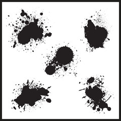 Black Sillhouette Splashes, Insk Splash, Water Splash, and Grunge Brush Art, Splash art Vector Illustration