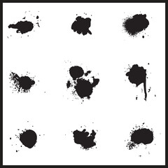 Black Sillhouette Splashes, Insk Splash, Water Splash, and Grunge Brush Art, Splash art Vector Illustration