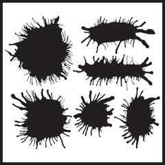 Black Sillhouette Splashes, Insk Splash, Water Splash, and Grunge Brush Art, Splash art Vector Illustration