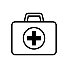 First aid box icon, medical briefcase icon.
