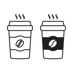 Hot coffee cup icon. Paper coffee cup icon isolated on white background.