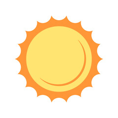 Sun icon in flat style, simple yellow sun.