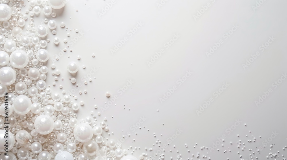 Poster minimalist white beaded and frosted glass background with empty space for text