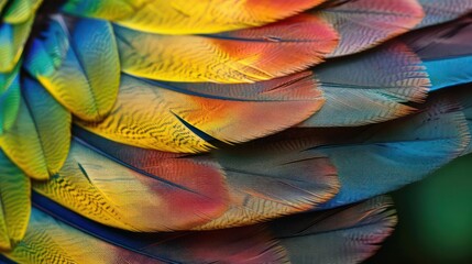 Obraz premium Highdefinition shot of a birds feathers with vibrant colors, with room for text