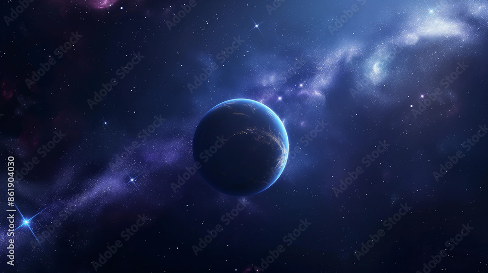 Canvas Prints a planet is floating in space with a blue sky