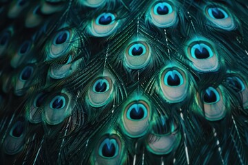 Fototapeta premium Highdefinition shot of a peacocks feathers fanned out, with ample copy space
