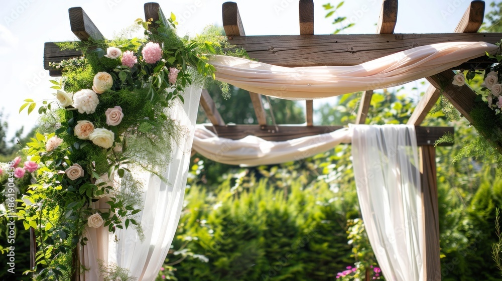 Poster delicate vines intertwined with the billowing fabric creating a beautiful and natural display on the