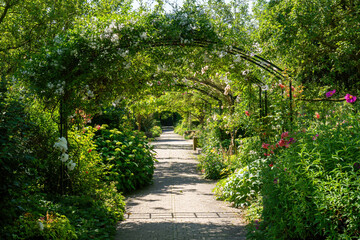 Flora Arcades in the Park of the Impressionists. This park is located on the banks of the Seine River at Rueil Malmaison near Paris, France