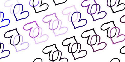 Light Purple vector background with Shining hearts.
