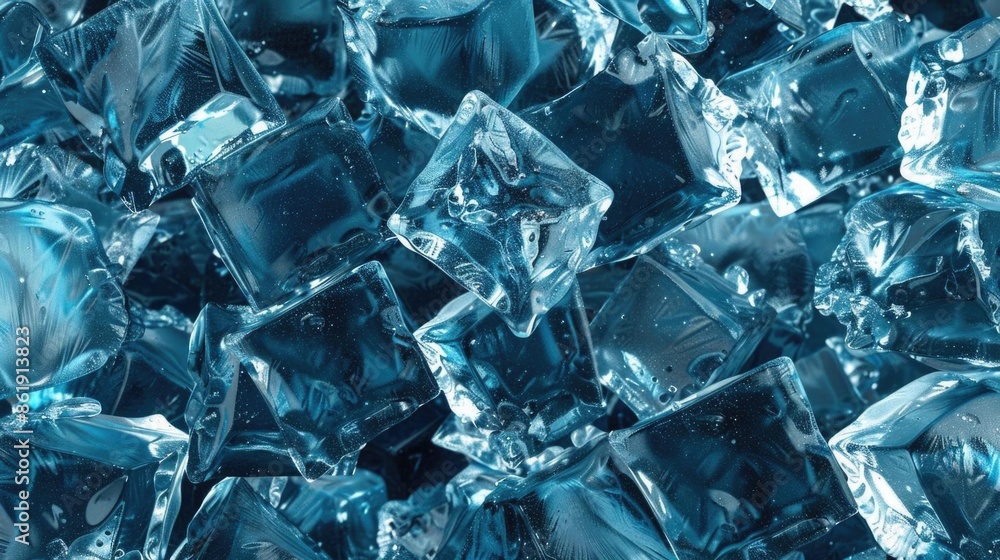 Poster digital art background of structural ice cubes.