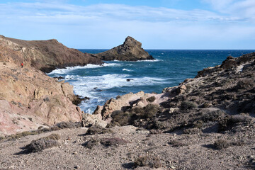 Coastline of Las Sirenas Reef in Cabo de Gata, Almeria, Spain.