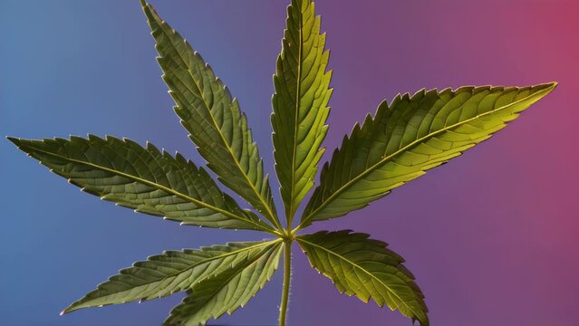  colorful leaf of a marijuana plant