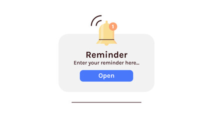Reminder, notification page with floating elements and business planning, events, timetable flat vector illustration.	
