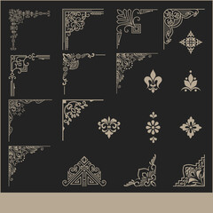 Vector set of calligraphic and page decoration corner design elements. Elegant elements for your design.