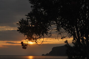 sunset on the beach with nice view in Turkey city Alanya