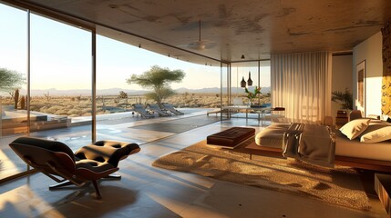 Fototapeta premium bedroom modern interior design, luxury hotel room, luxury apartment comfortable suite lounge
