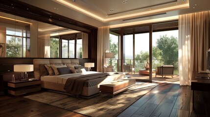 bedroom modern interior design, luxury hotel room, luxury apartment comfortable suite lounge