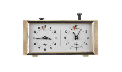 vintage chess clock isolated on white background