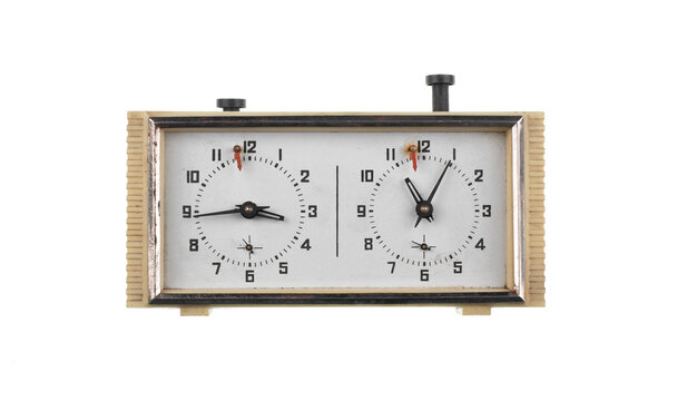 vintage chess clock isolated on white background