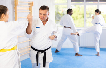 Multinational partners pupils are trained to perform defensive karate installations and attacking actions for combat techniques classes. Work on yourself, increase endurance, determination, courage