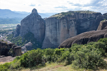 Panoramic view of Meteora Monasteries, Thessaly, Greece