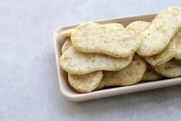 Japanese rice crackers with nori seaweed