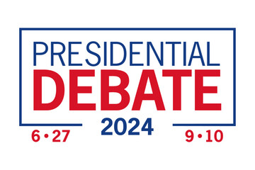 Obraz premium Presidential debate with dates. US elections 2024. First and second, June and September. Vector illustration.