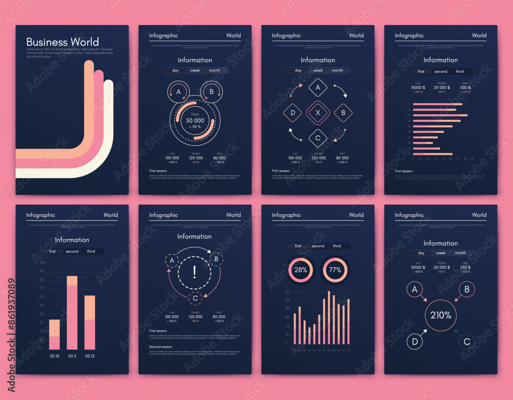 Aufkleber vector graphics infographics with mobile phone. template for creating mobile applications, workflow 