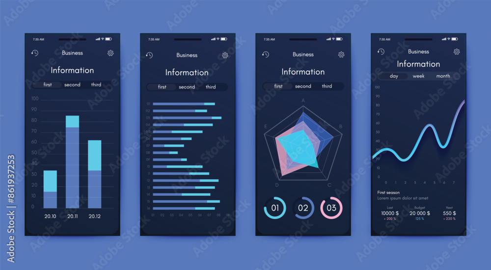 Aufkleber vector graphics infographics with mobile phone. template for creating mobile applications, workflow 
