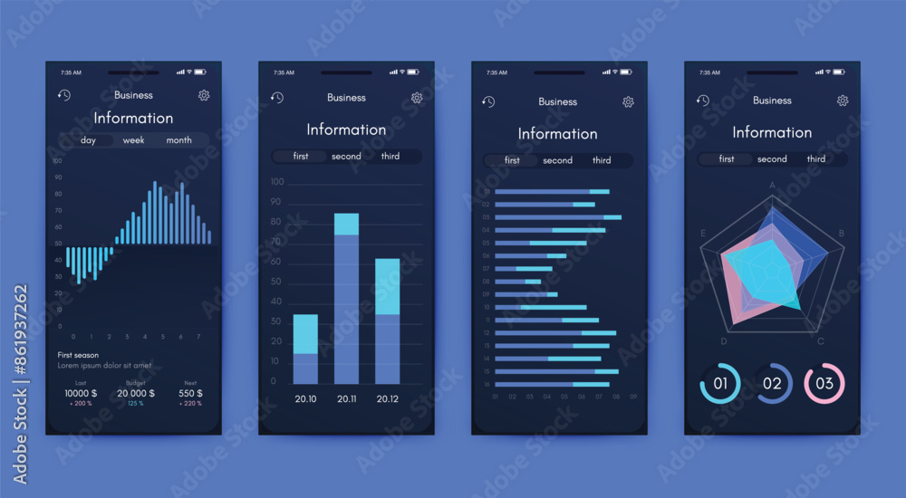 Poster vector graphics infographics with mobile phone. template for creating mobile applications, workflow 