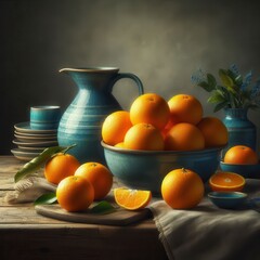 still life with oranges and tangerines