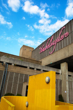 HAYARD GALLERY LONDON JUNE 2024 ENTRANCE FACADE NEON ARTWORK 'YOU BELONG HERE ' BY TAVARES STRACHAN 