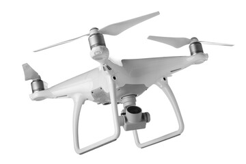 Modern flying quadcopter isolated on white background