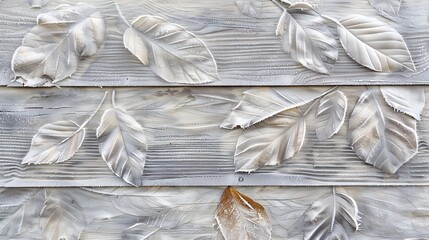close-up of dual-layer vinyl siding that features an outer layer designed to mimic the appearance of frost-covered leaves