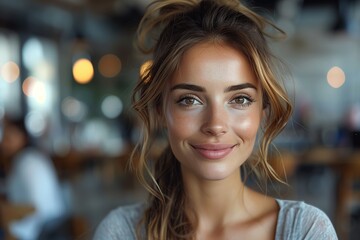 Obraz premium photo of joyful businesswoman in office meeting