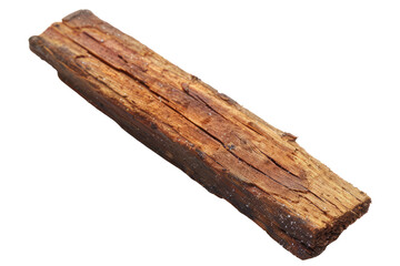 Fototapeta premium Weathered wood plank isolated. Rustic weathered wood plank isolated on a white background.