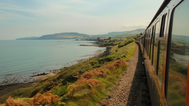 The coastline seemed to stretch on for miles as the train continued its journey.