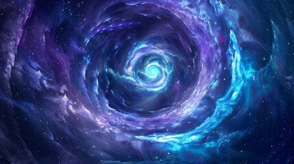 Ethereal cosmic vortex with electric blue and purple hues, sci-fi concept