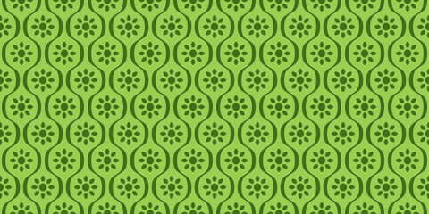 A pattern of green flowers with a green background