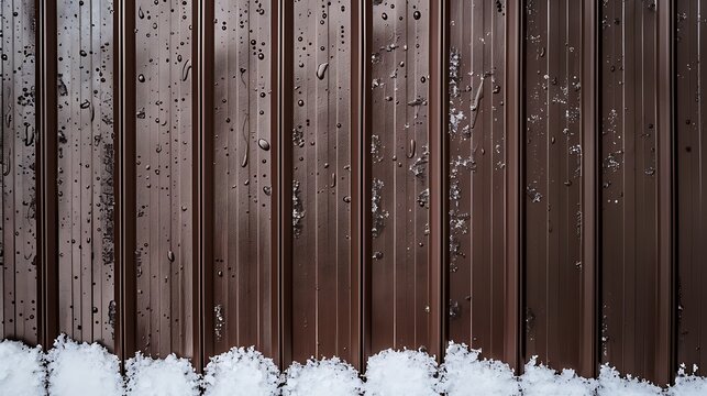 detailed view of vinyl siding in a rich chocolate brown, with a backdrop of white snow, demonstrating its effectiveness in cold weather