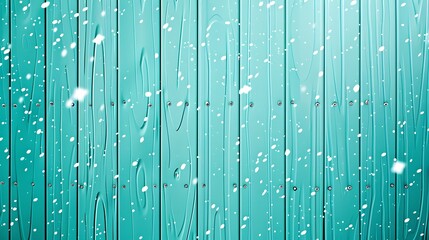 detailed view of vinyl siding in a vibrant turquoise, with snowflakes delicately highlighting its color and texture against a cold backdrop