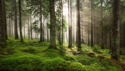 Obraz premium Amazing photos of dense and beautiful forests, showing an atmosphere full of green and lush trees.