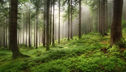 Obraz premium Amazing photos of dense and beautiful forests, showing an atmosphere full of green and lush trees.