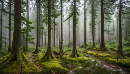 Fototapeta premium Amazing photos of dense and beautiful forests, showing an atmosphere full of green and lush trees.