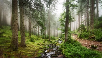 Obraz premium Amazing photos of dense and beautiful forests, showing an atmosphere full of green and lush trees.