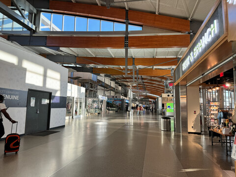 Raleigh, North Carolina - June 21, 2024: Inside the RDU Raleigh Durham International Airport Terminal
